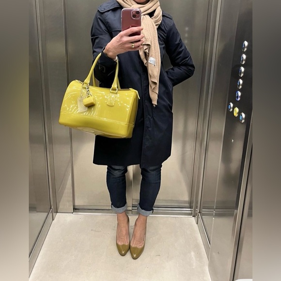 Furla Handbags - Furla Glossy Yellow Satchel